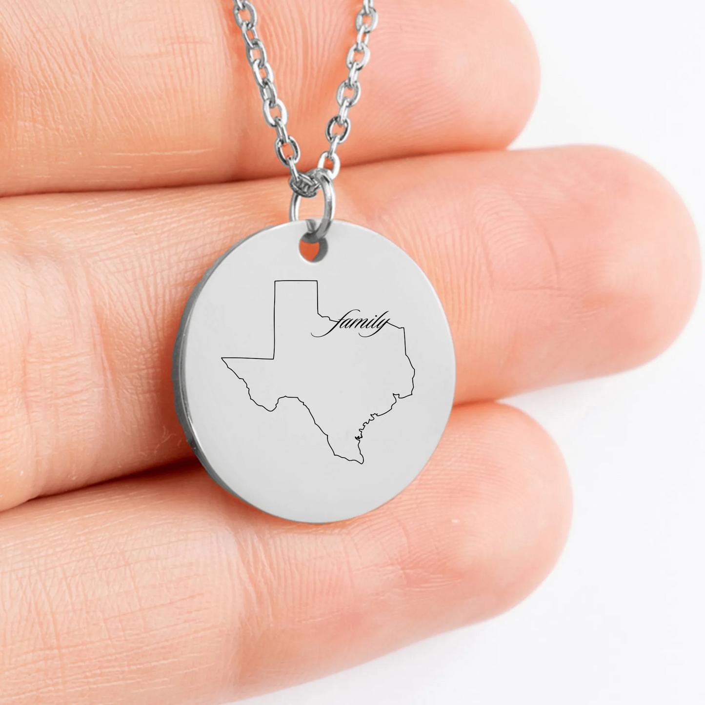 Handcrafted Texas Outline medallion pendant for him