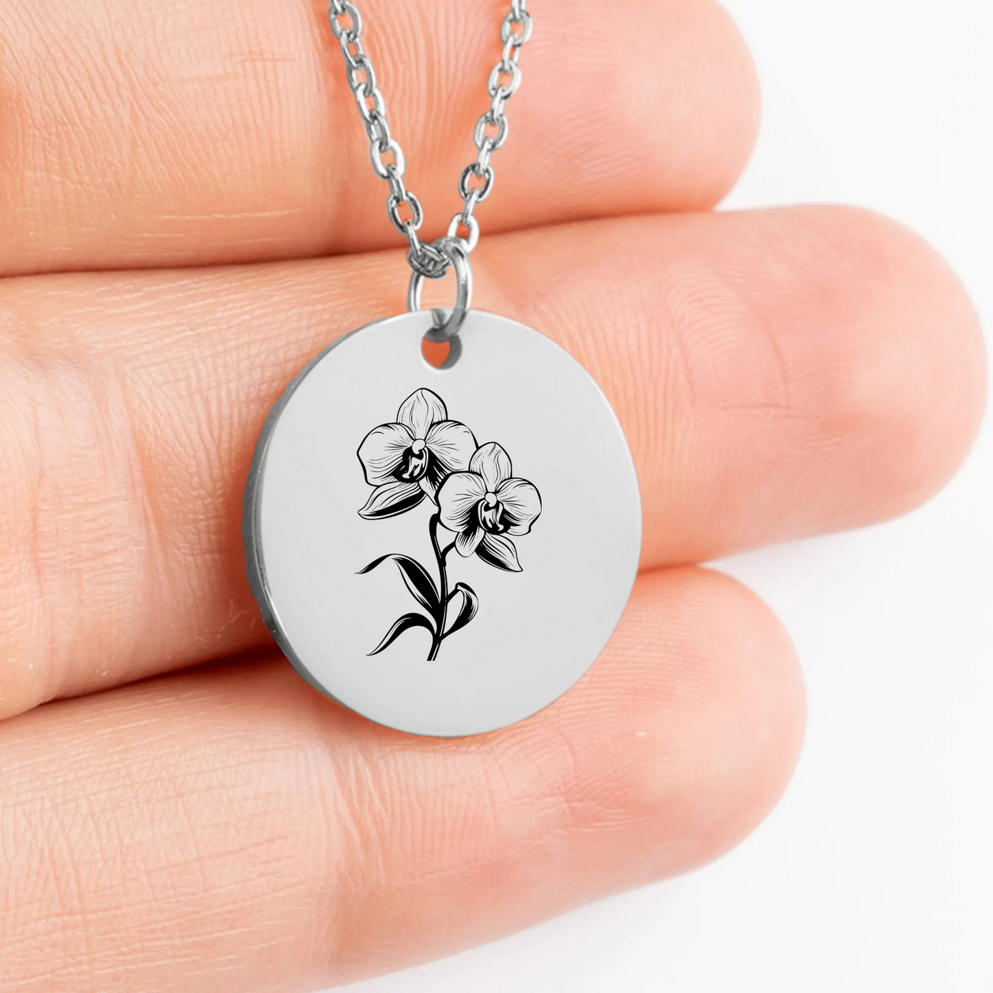 Exquisite Orchid amulet necklace, custom personalized jewelry gift idea