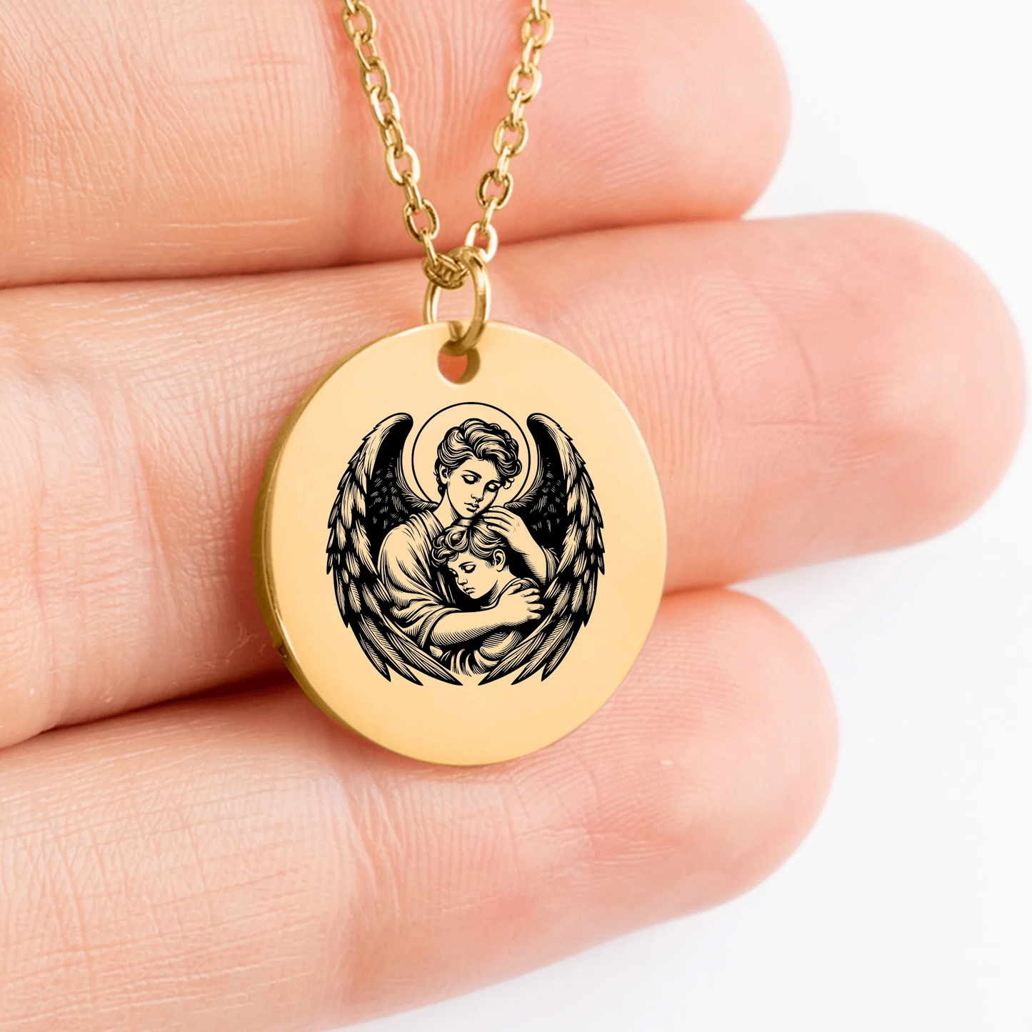 Custom Guardian Angel pendant necklace for personalized protection