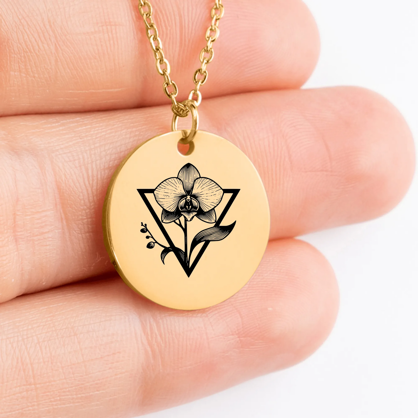 Unique Orchid pendant necklace, personalized gift idea for her, custom jewelry