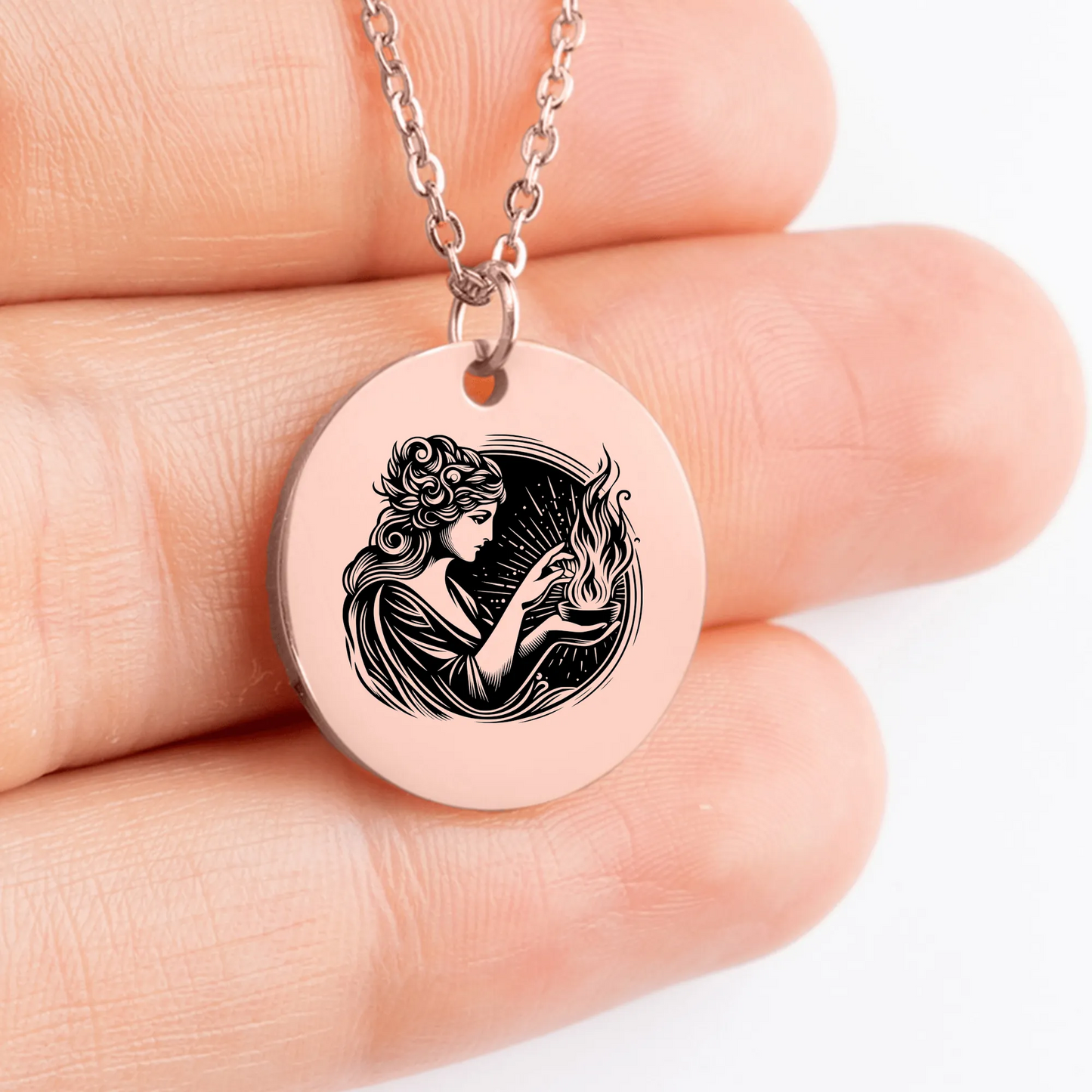 Elegant Hestia Goddess amulet necklace gift