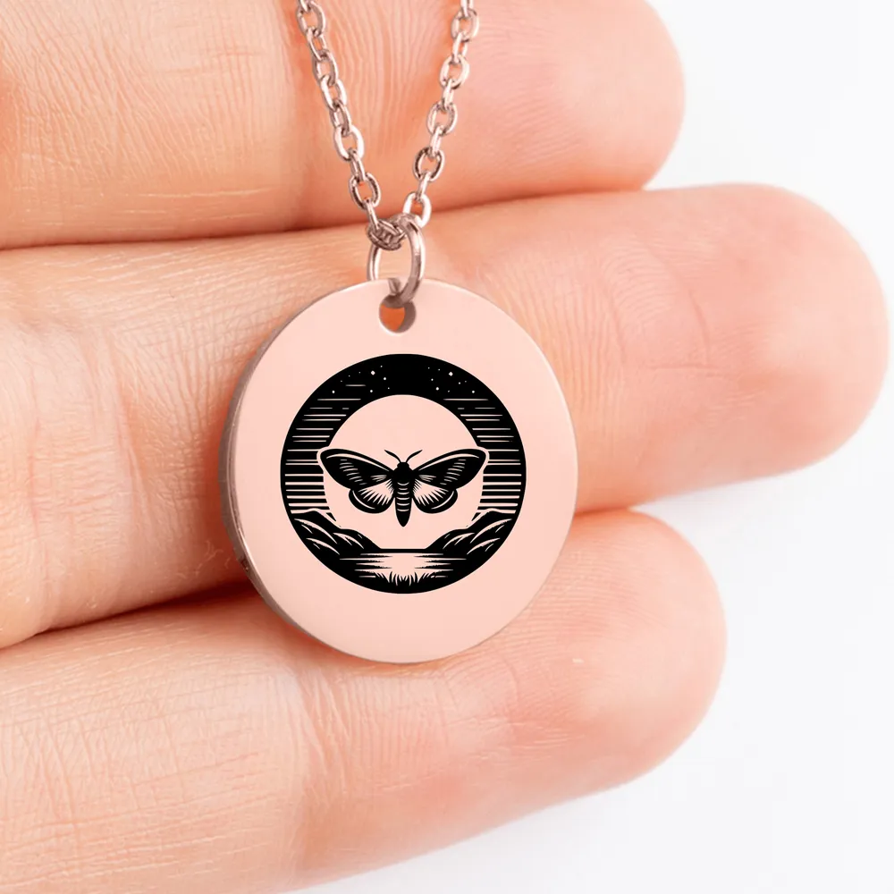 Elegant moth medallion necklace, perfect jewelry gift