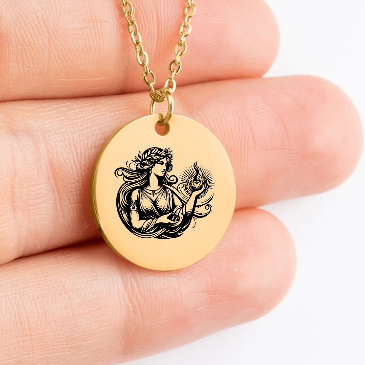 Personalized Hestia Goddess pendant amulet for women