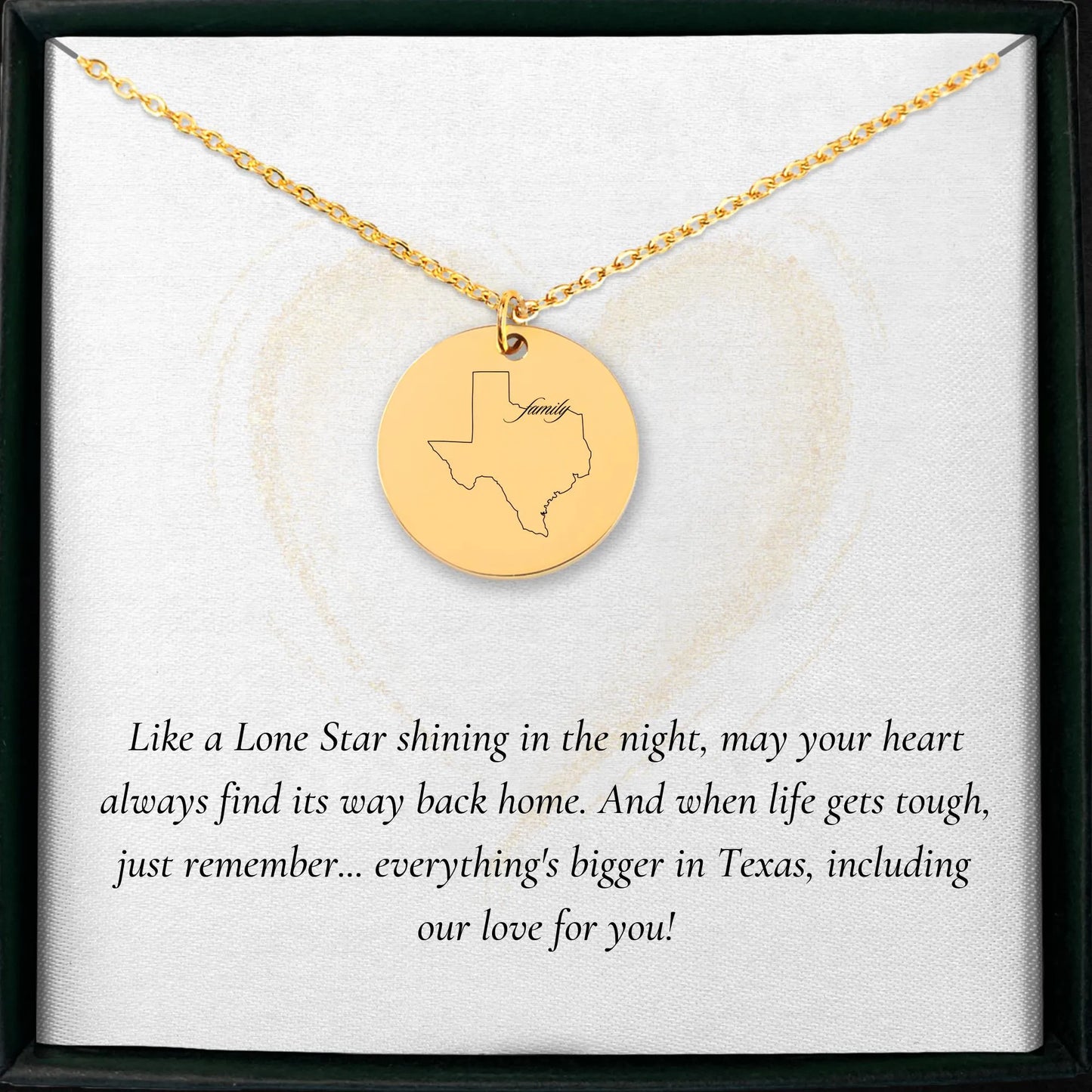Custom Texas Outline amulet charm necklace for her