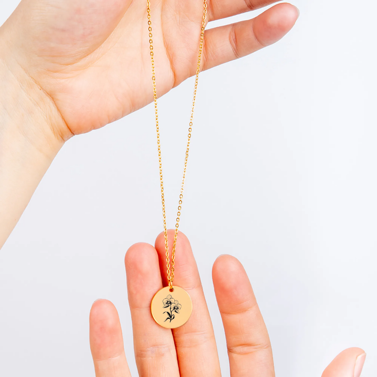 Unique Orchid pendant necklace, personalized gift idea for her, custom jewelry