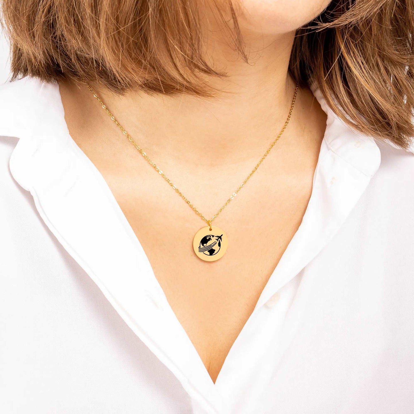 Handcrafted airplane medallion necklace for travelers