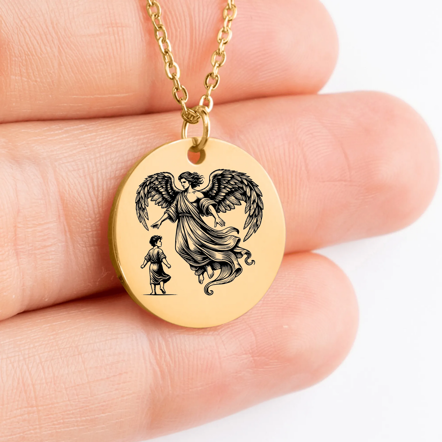 Custom Guardian Angel pendant necklace for personalized protection