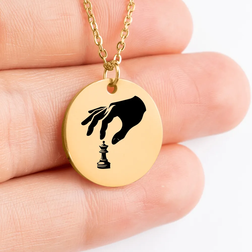 Unique personalized Chess gift pendant in gold finish