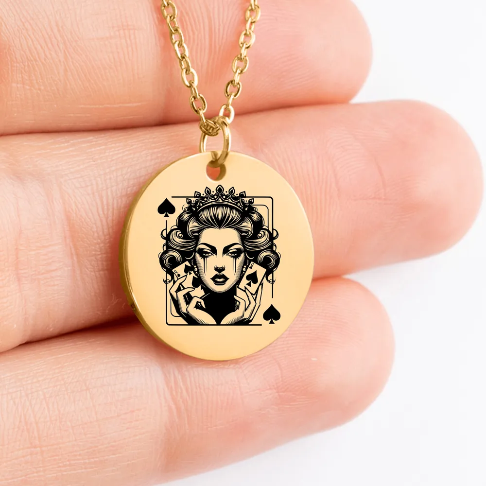 Exquisite Queen Of Spades medallion necklace, perfect gift idea