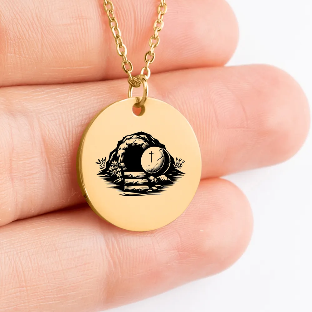 Personalized Empty Tomb medallion necklace gift idea
