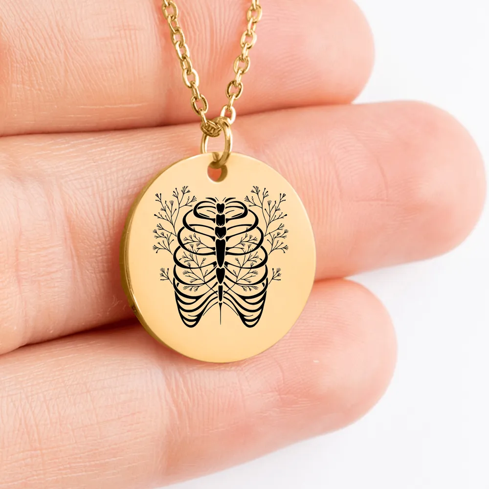 Personalized rib cage medallion necklace for men