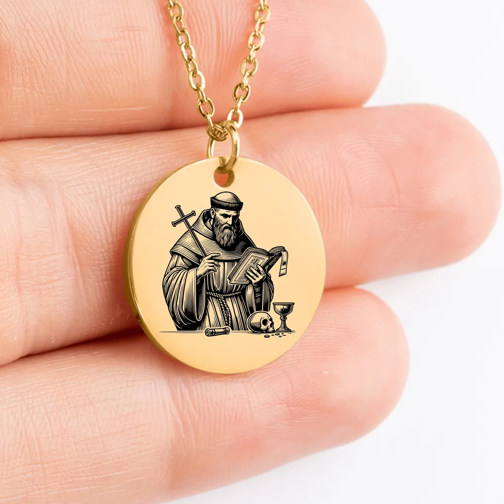 Custom Saint Benedict amulet medallion necklace for gift ideas