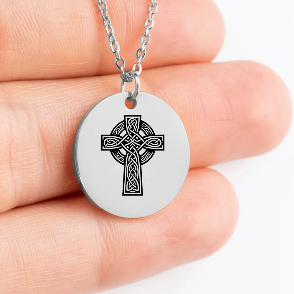 Personalized Celtic Cross medallion charm for meaningful gift