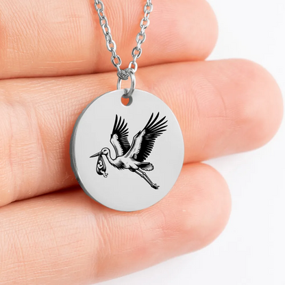 Personalized Stork amulet jewelry - unique pendant for nature lovers