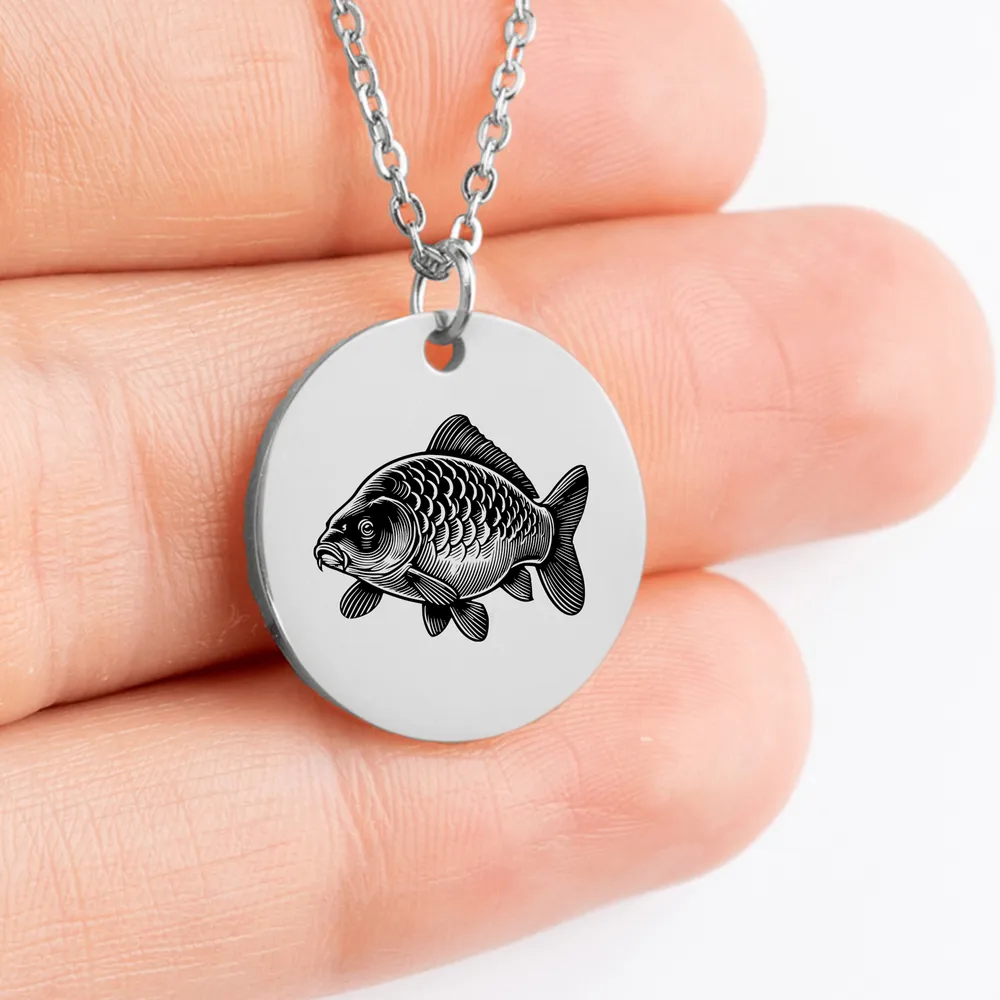 Unique personalized Carp Fish amulet necklace gift idea