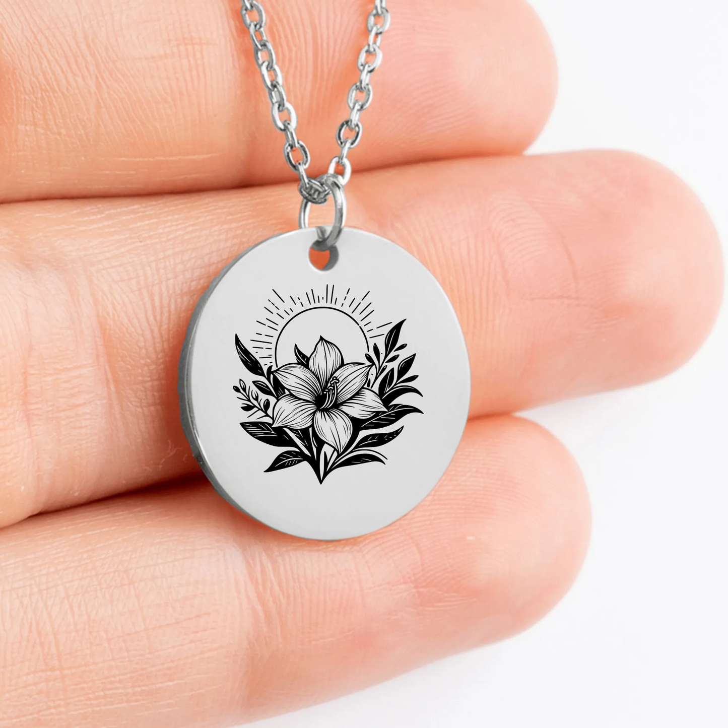 Unique Clivia pendant necklace personalized gift idea