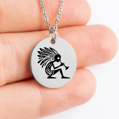 Handcrafted Kokopelli Trickster Deity pendant - unique gift idea for jewelry lovers