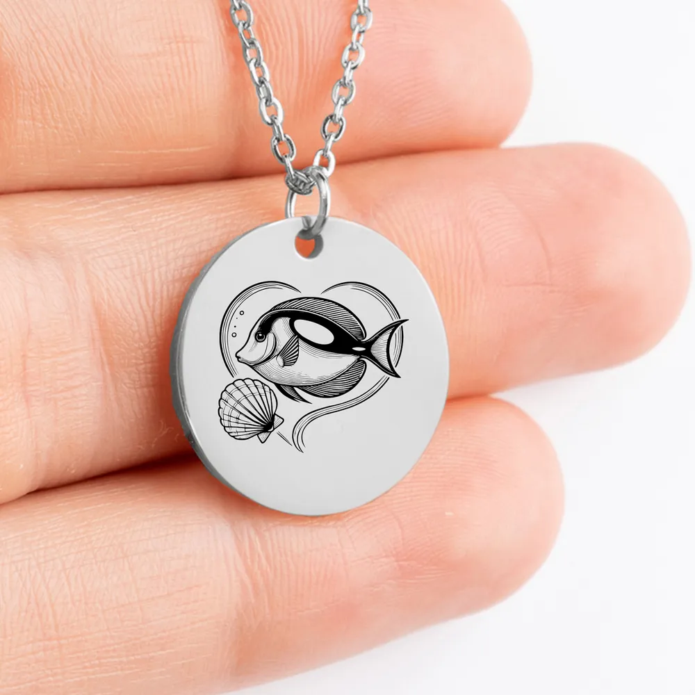 Stunning Blue Tang charm necklace, perfect gift for fish enthusiasts