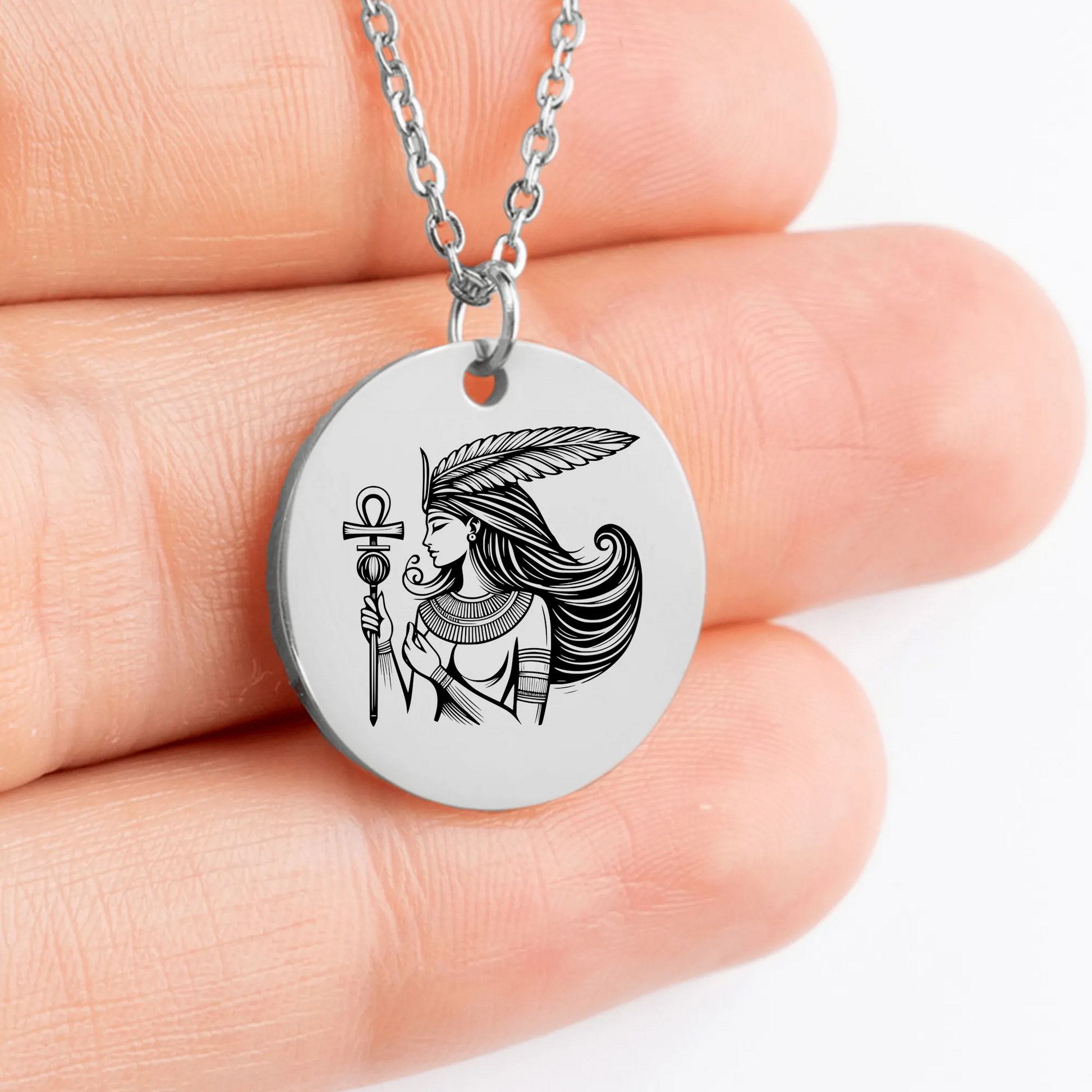 Custom Goddess pendant necklace with intricate design