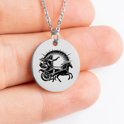 Intricate Helios God pendant, personalized jewelry gift