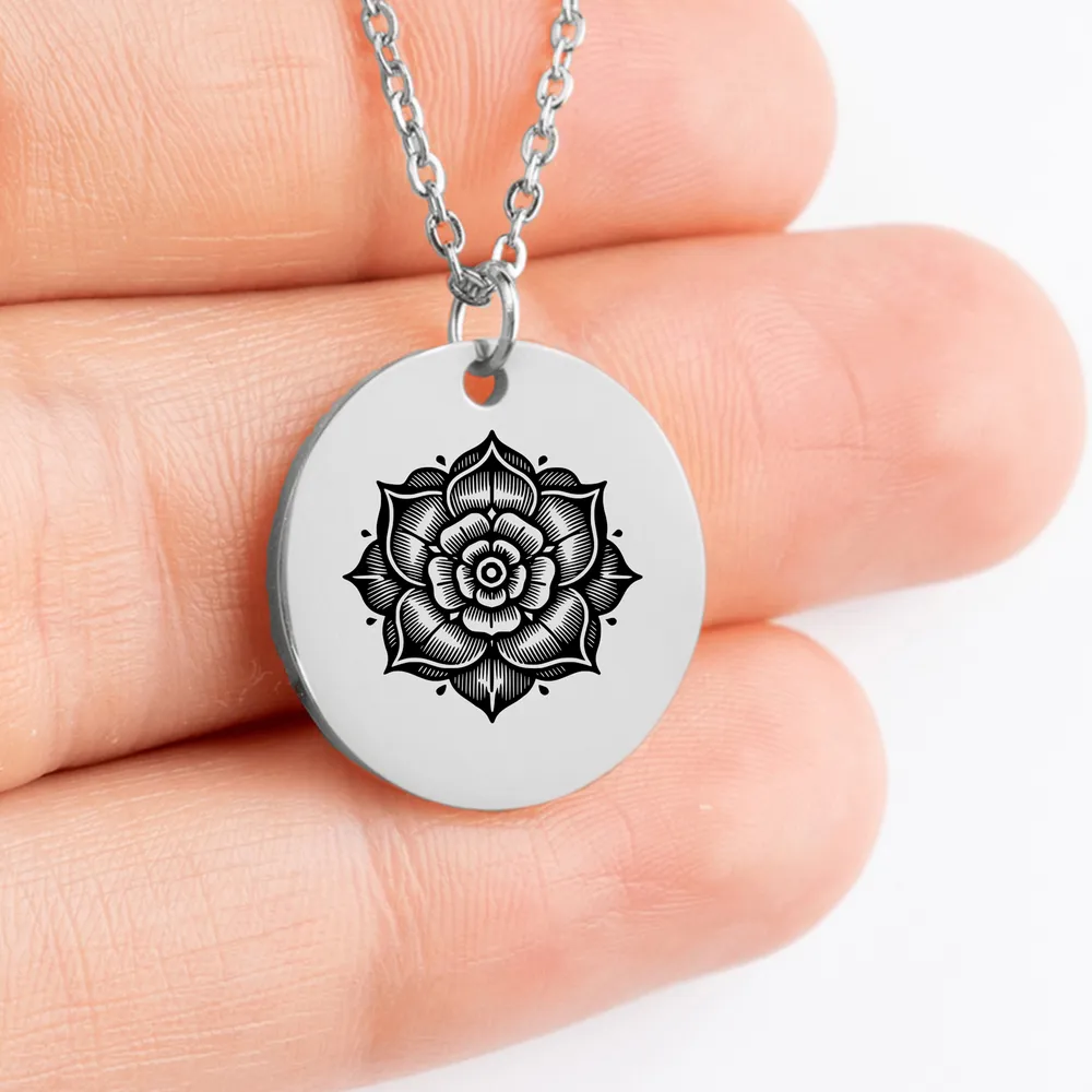 Custom Tudor Rose pendant necklace for personalized jewelry gift idea