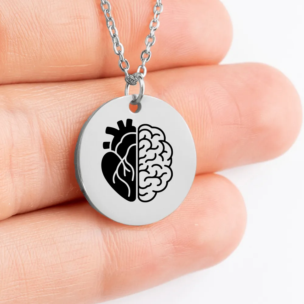 Heart and Brain Charm Necklace for Mindful Style