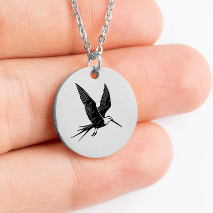 Frigatebird coin pendant necklace for bird lovers