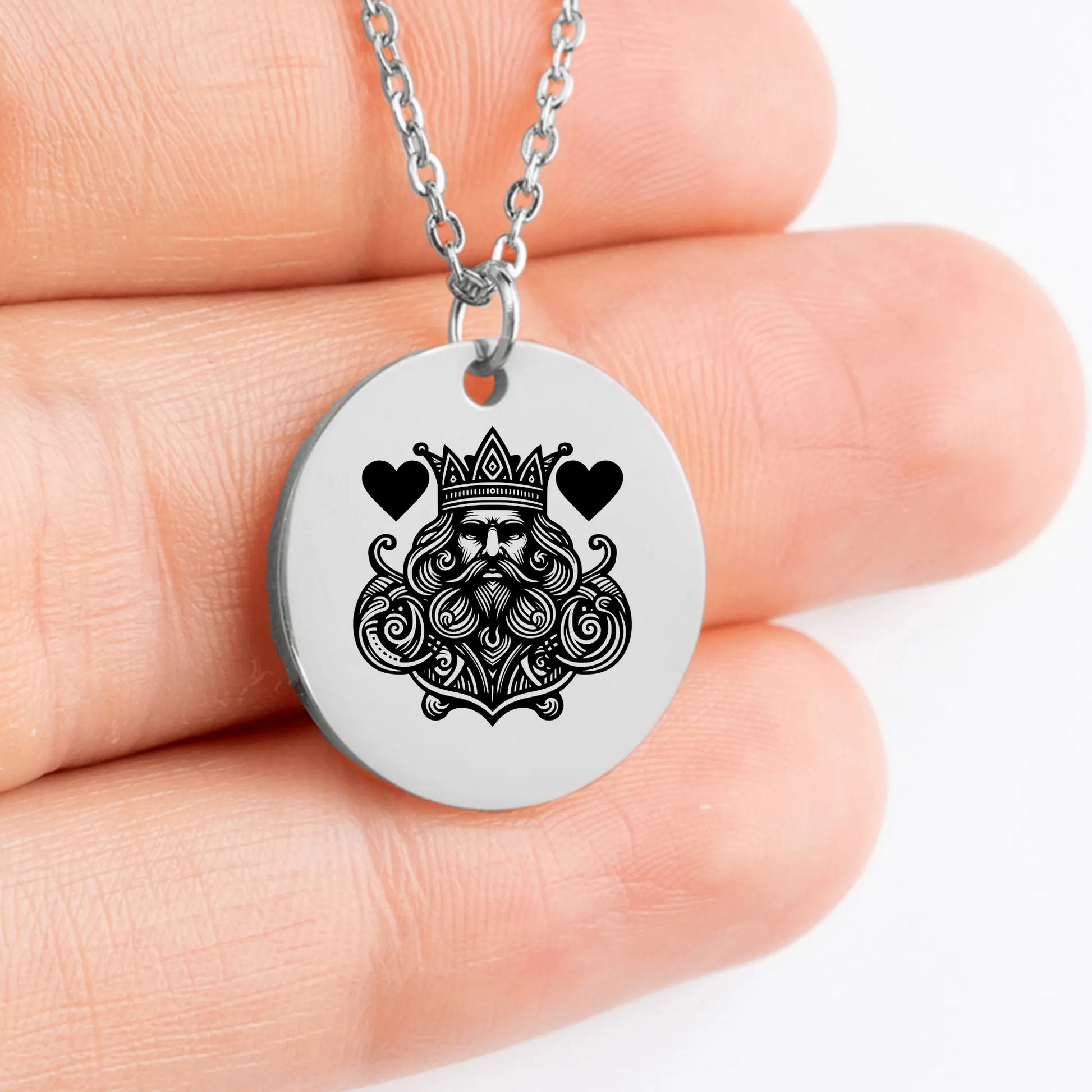 Handcrafted King Of Hearts pendant necklace, custom jewelry gift idea