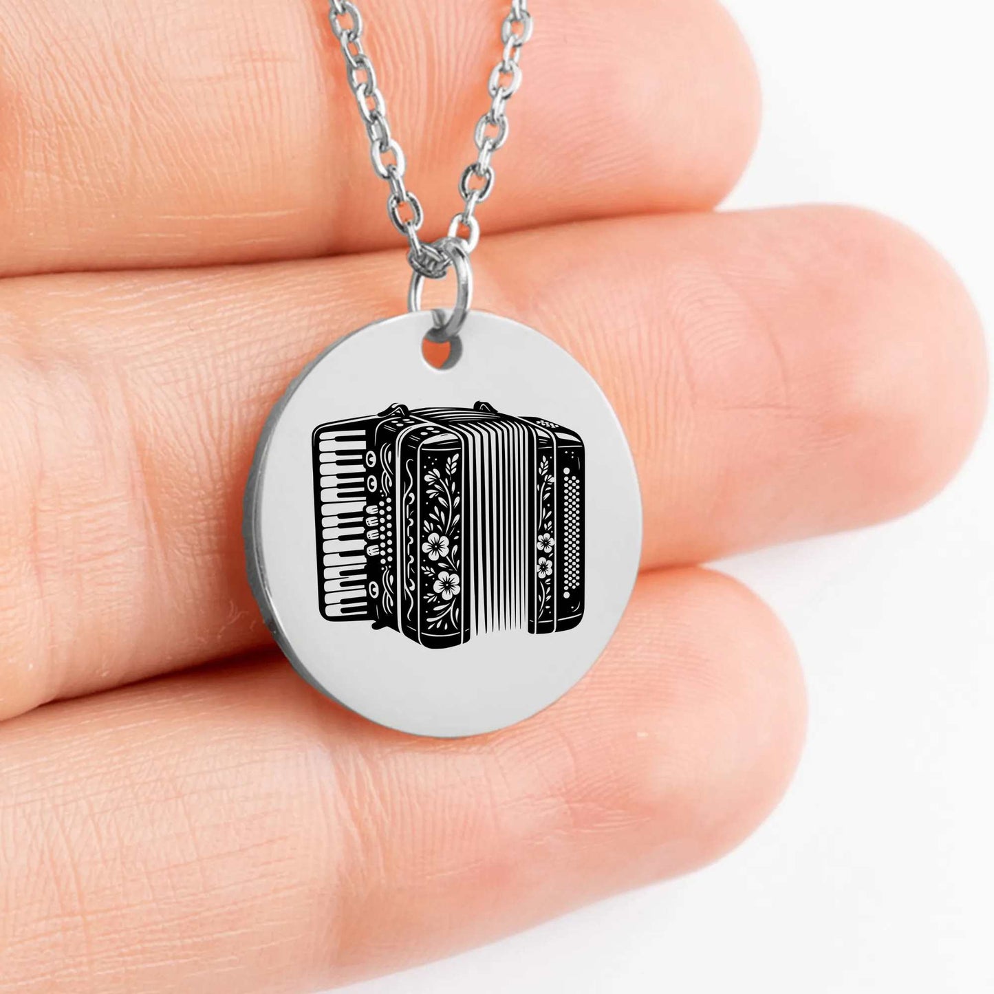 Elegant accordion charm necklace gift for musicians