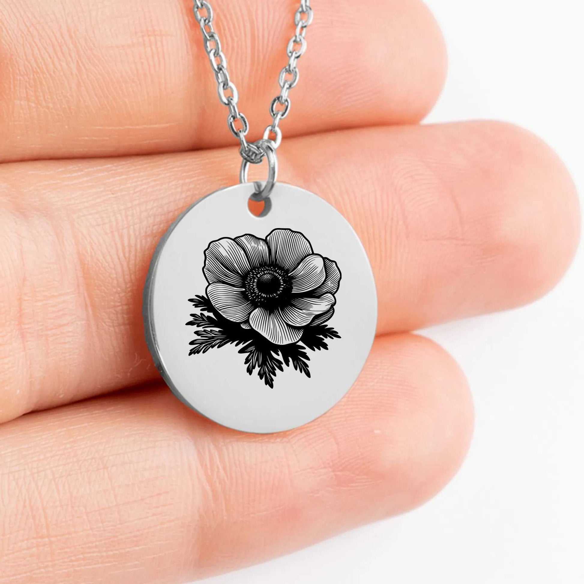 Handcrafted Anemone Flower charm necklace for nature-inspired style