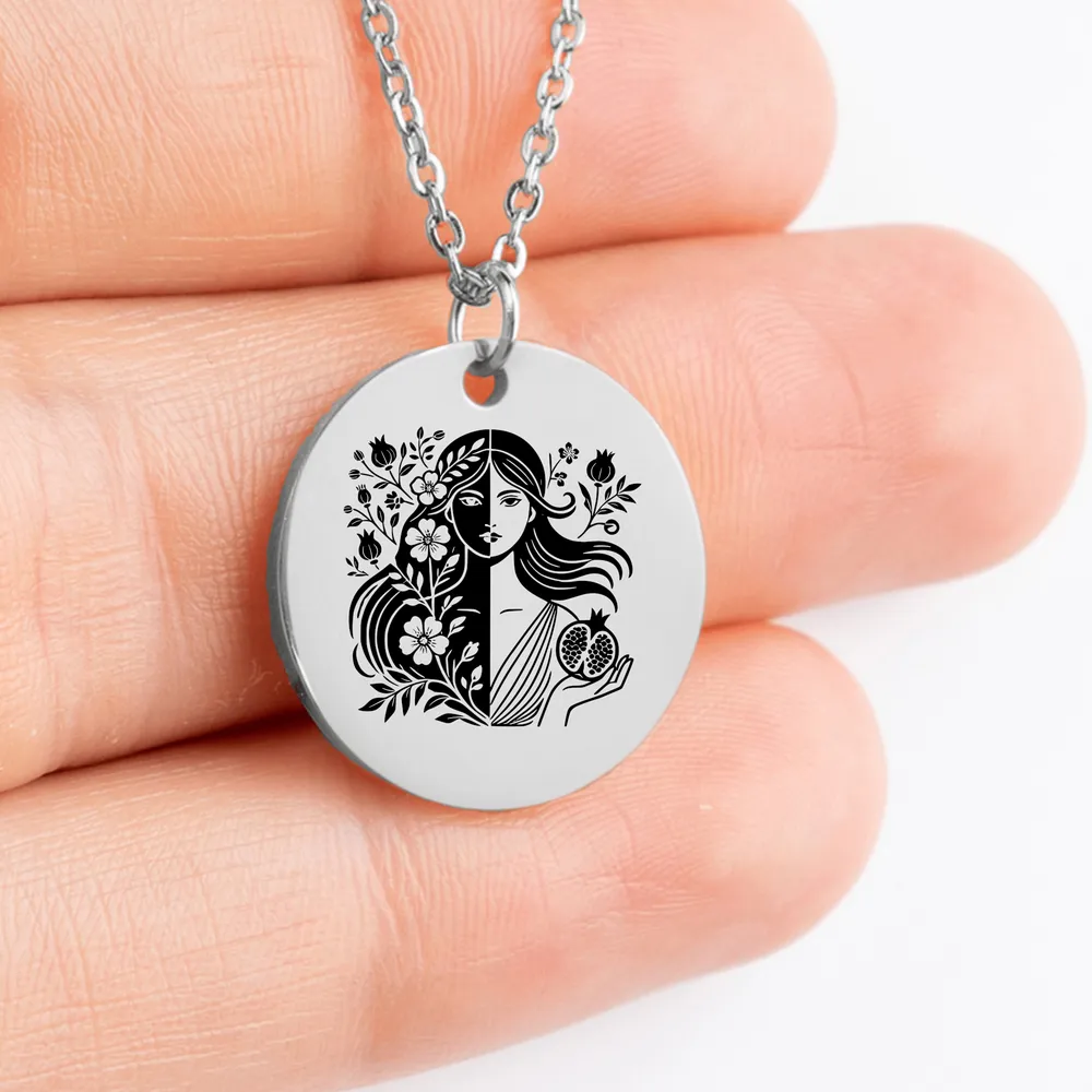 Handcrafted Persephone Goddess medallion necklace gift idea