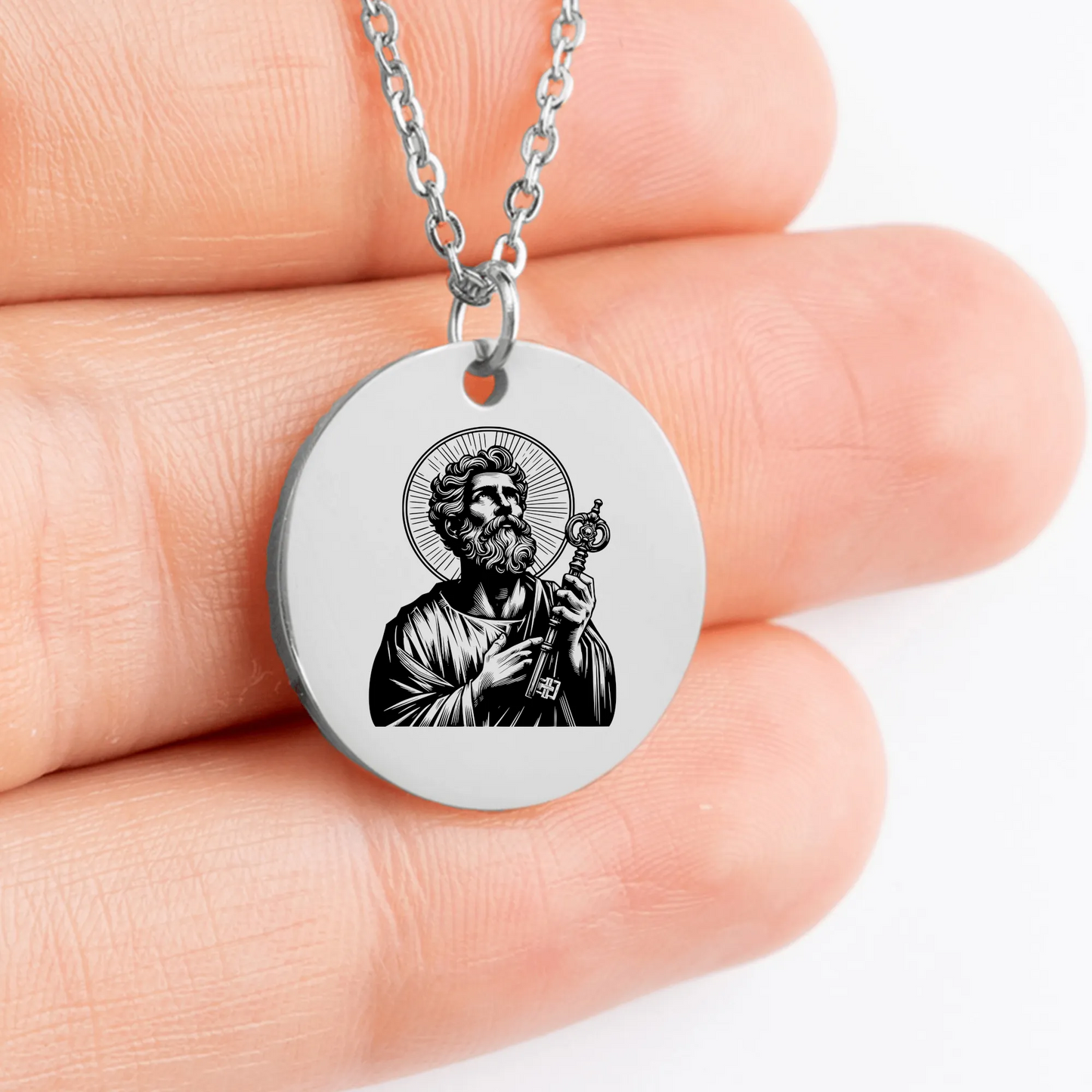 Saint Peter medallion pendant for custom jewelry gift idea