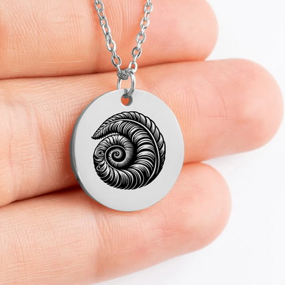 Beautiful Koru charm necklace with custom engraving