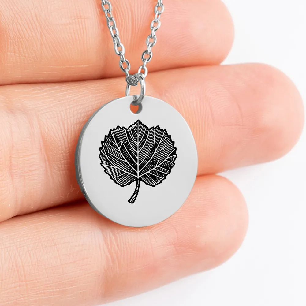 Delicate Aspen Leaf amulet necklace, perfect for any occasion.