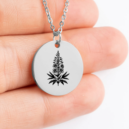 Handcrafted Fireweed Flower medallion necklace for nature enthusiasts