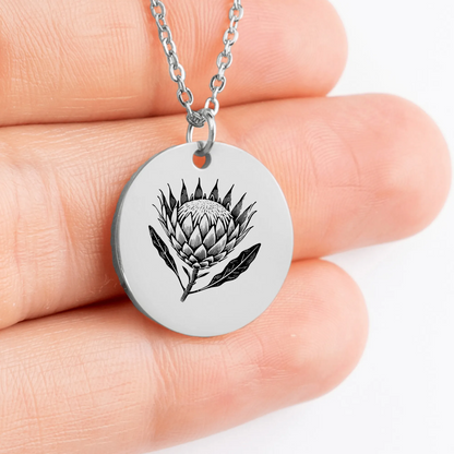 Unique Protea flower pendant necklace for personalized jewelry gift idea