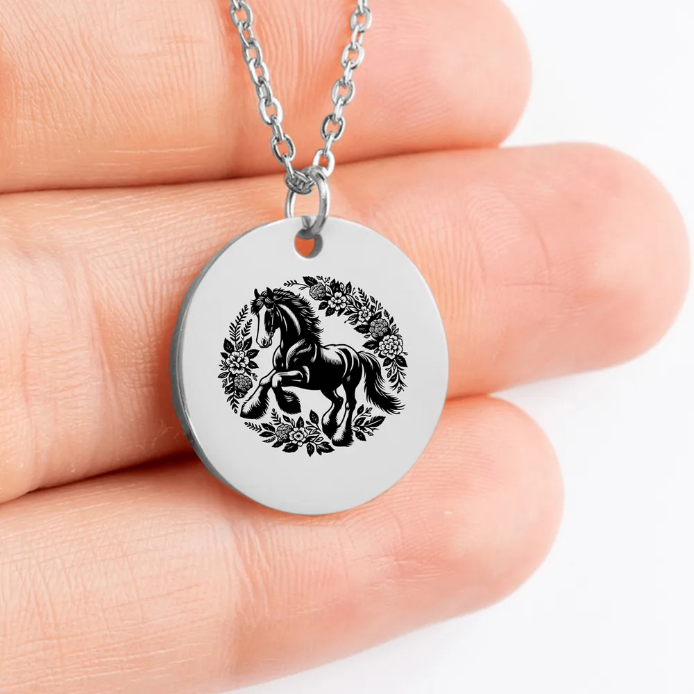 Custom Clydesdale Horse pendant necklace for animal lovers 