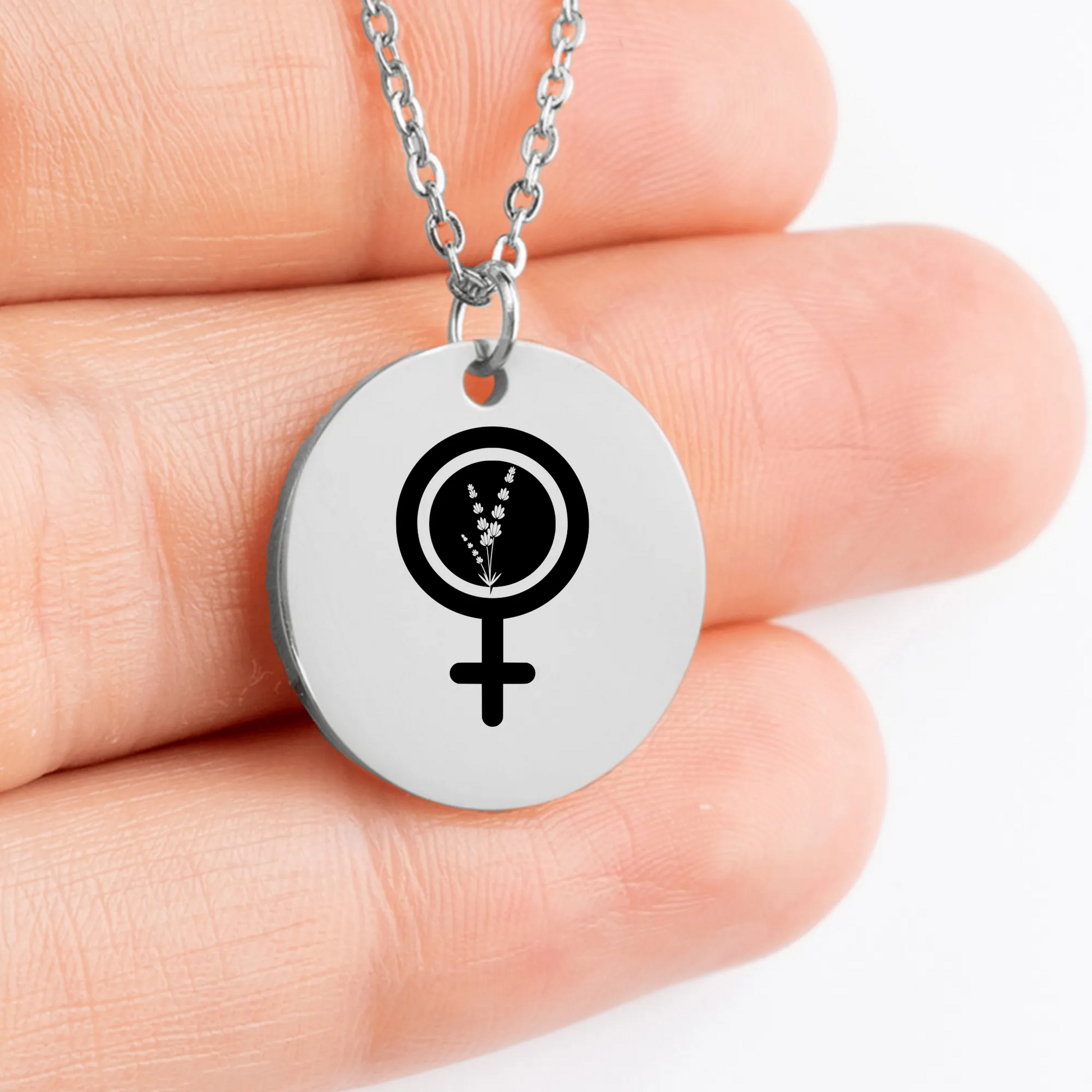 Feminism Symbol charm pendant necklace, custom womens jewelry gift