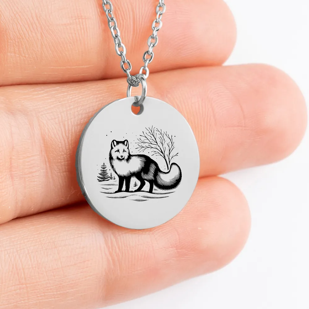 Personalized Arctic Fox Pendant - Unique Jewelry Gift for Her