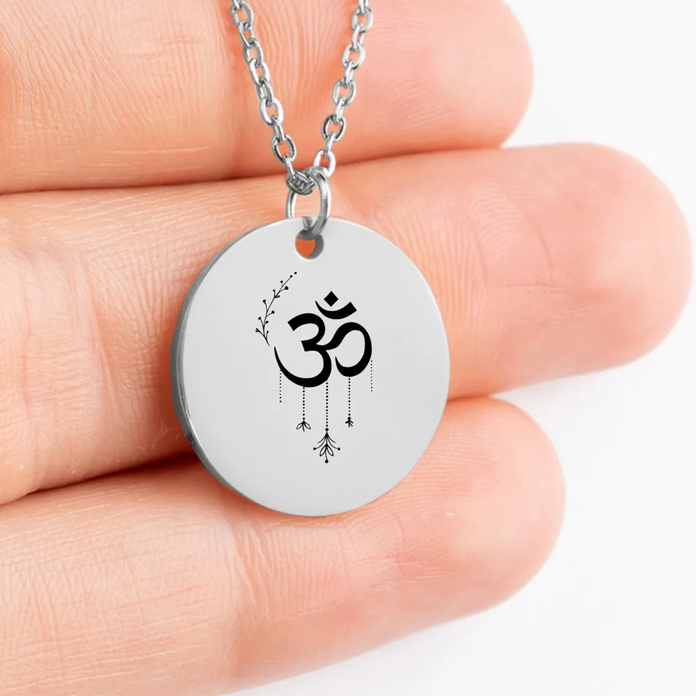 Boho style Om Symbol medallion necklace for a unique spiritual gift