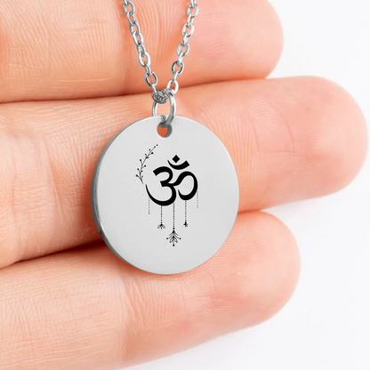 Boho style Om Symbol medallion necklace for a unique spiritual gift