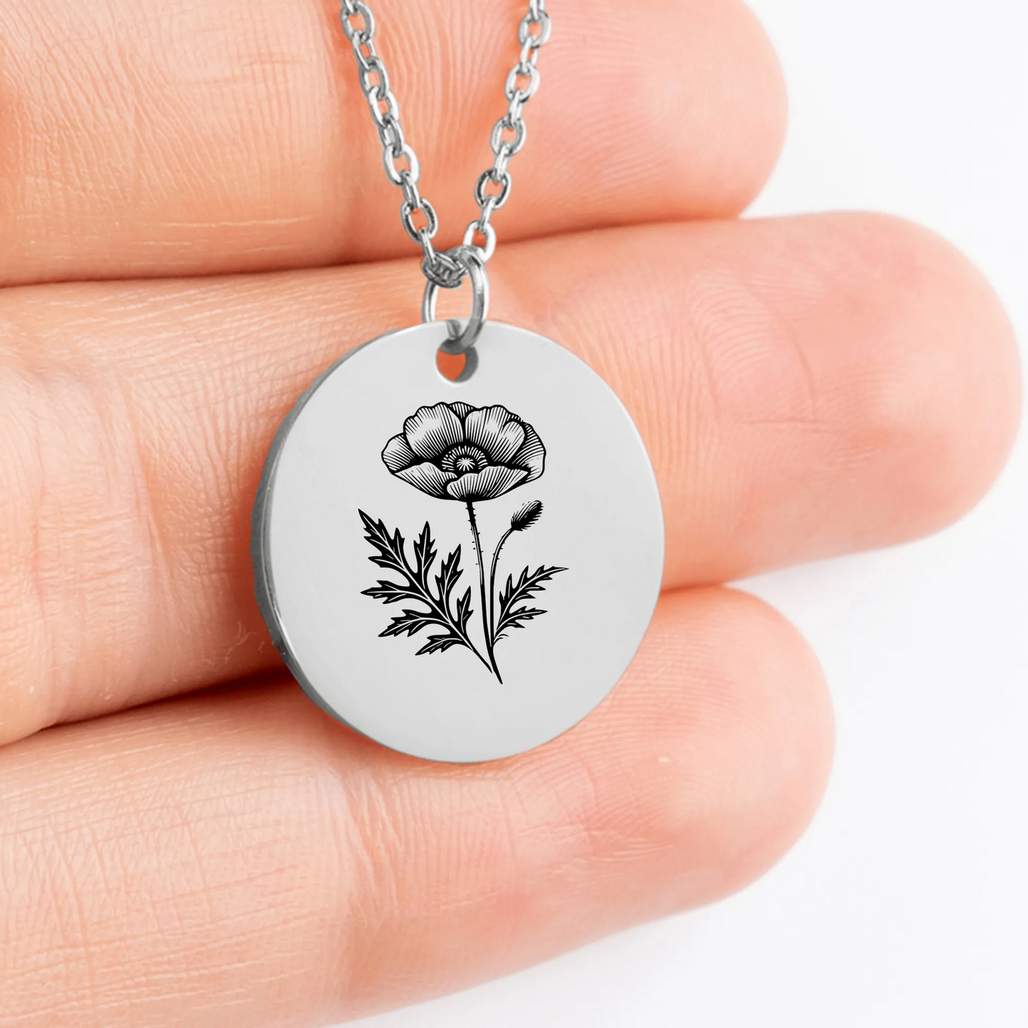 Exquisite Poppy Flower coin necklace for gift-giving occasions