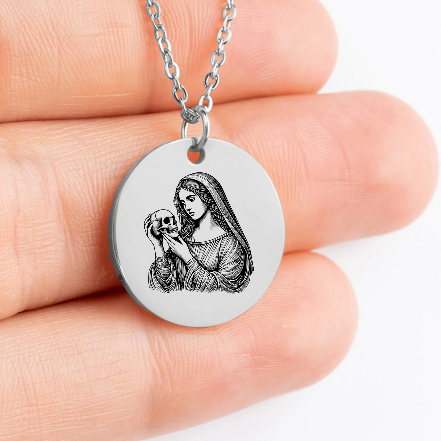 Custom-made Saint Mary of Egypt medallion necklace, perfect charm for a loved one