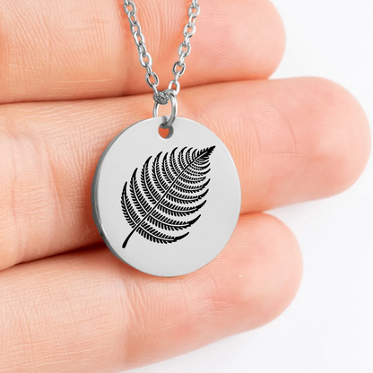 Personalized Fern Medallion Charm Necklace