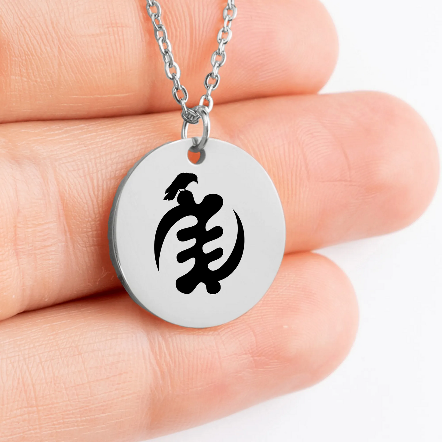 Personalized Gye Nyame Symbol medallion necklace gift idea