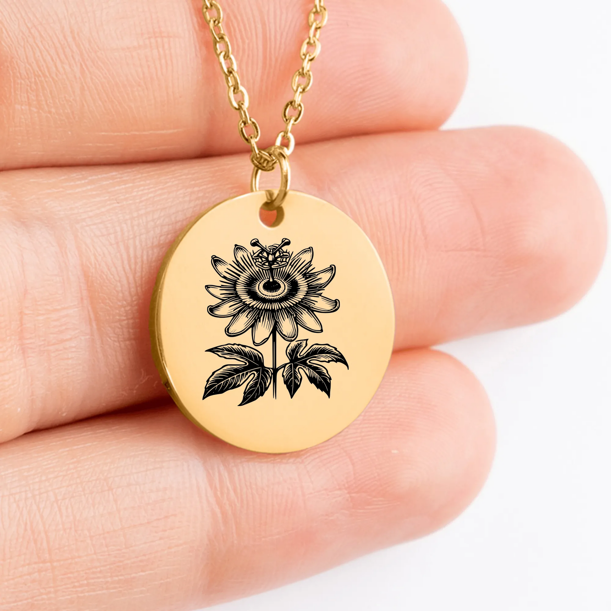 Elegant Passion Flower pendant necklace - perfect gift idea