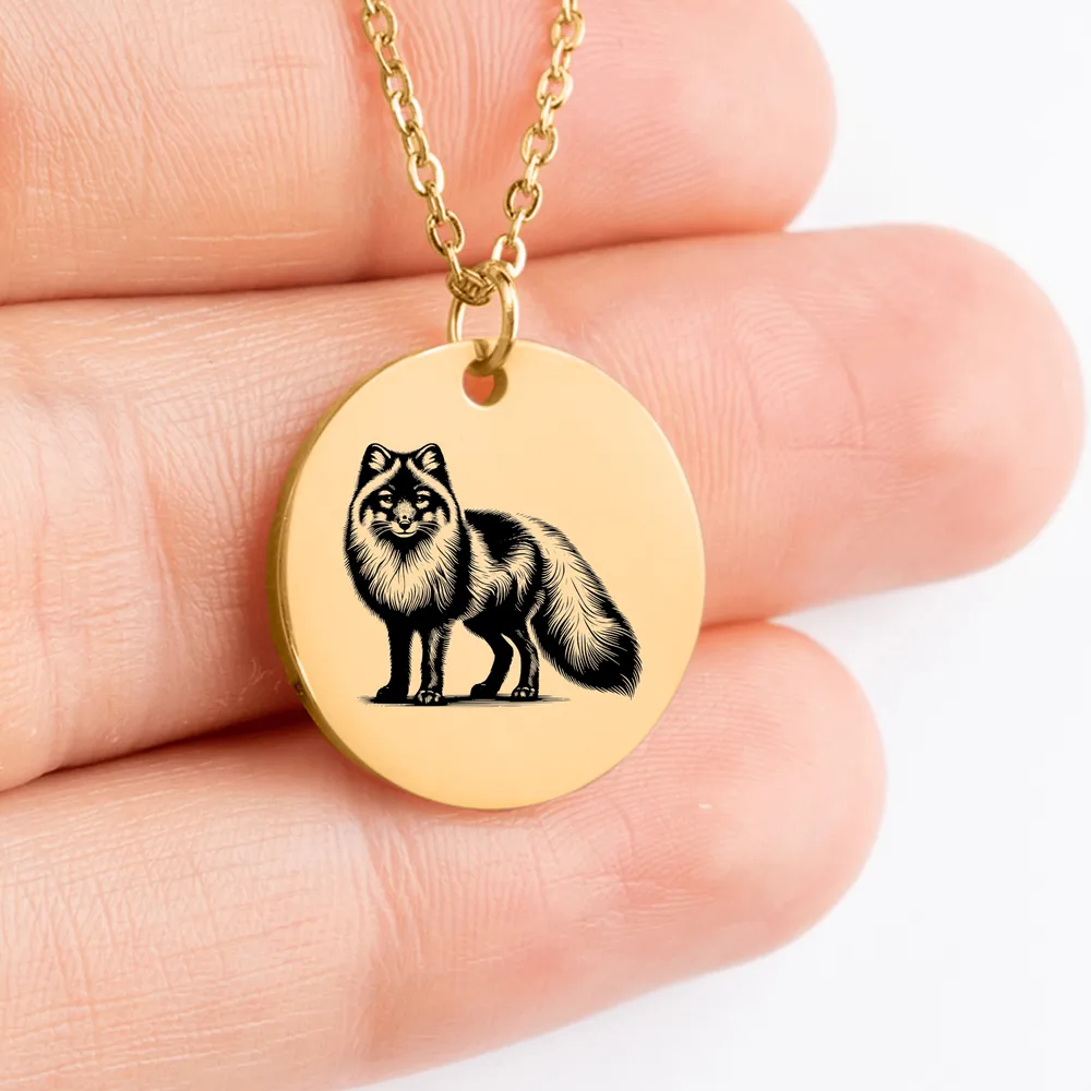 Arctic Fox Coin Necklace - Unique Gift for Animal Lovers