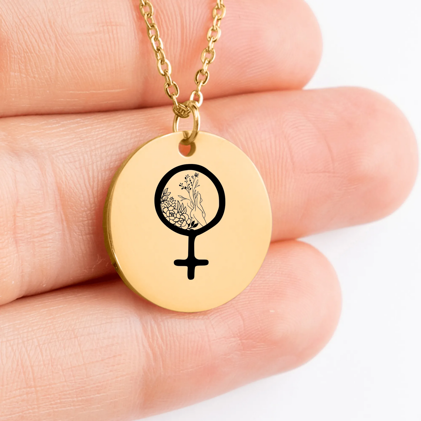 Feminism Symbol pendant necklace, custom feminist jewelry accessory