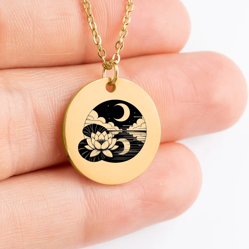 Elegant Lotus Coin Pendant Necklace for Women's Fashion Statement