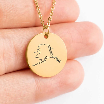 Elegant Alaska Outline gift idea necklace